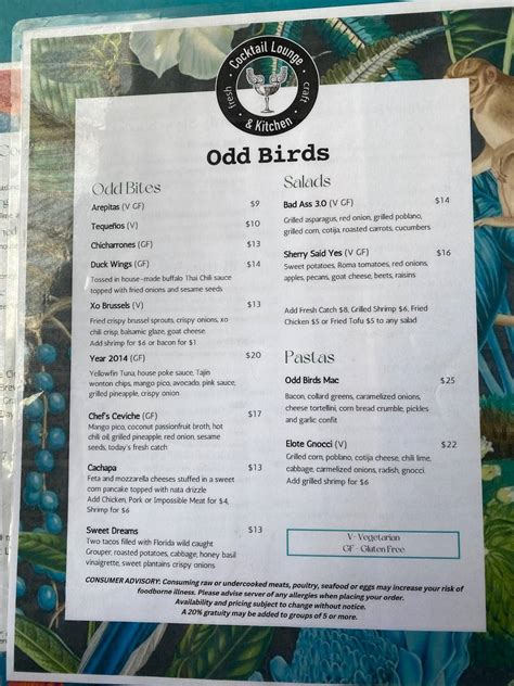 oddbirds menu.